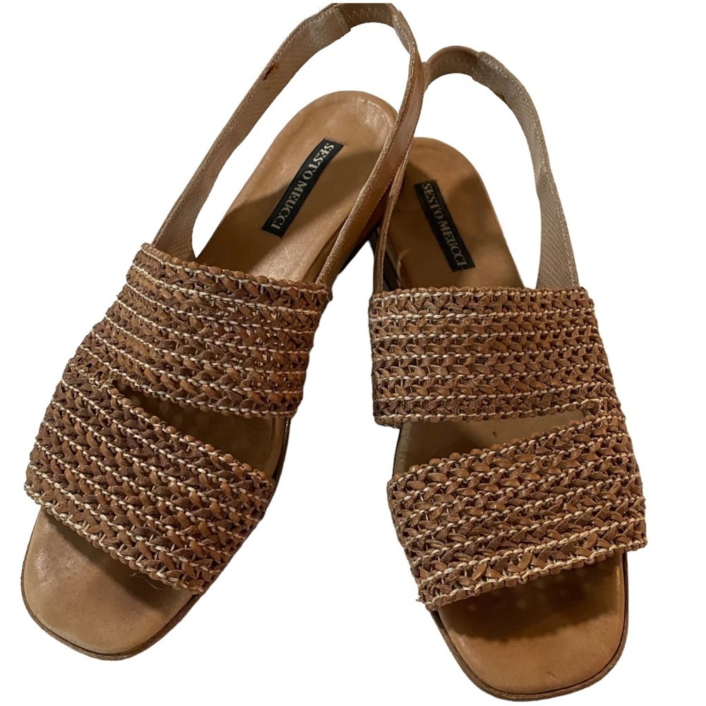 VINTAGE Sesto Muecci Woven Slingback Sandals